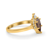 Pear Teardrop Natural Stone Floral Ring
