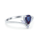 Pear Teardrop Natural Stone Chevron Ring