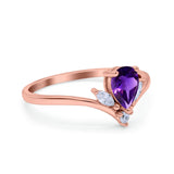 Pear Teardrop Natural Stone Chevron Ring