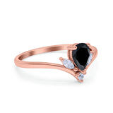 Pear Teardrop Natural Stone Chevron Ring