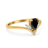 Pear Teardrop Natural Stone Chevron Ring