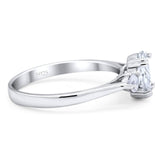 Art Deco Oval Natural Stone Three Stone Ring