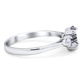 Art Deco Oval Natural Stone Three Stone Ring