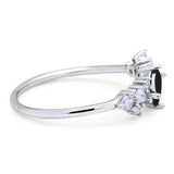 Art Deco Oval Natural Stone Wedding Ring