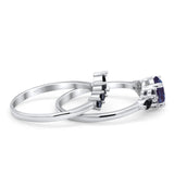 Two Piece Round Natural Stone Chevron Ring