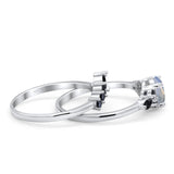 Two Piece Round Natural Stone Chevron Ring