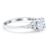 Art Deco Round Natural Stone Wedding Ring