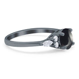 Art Deco Round Natural Stone Wedding Ring
