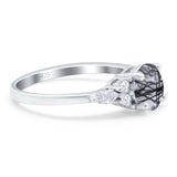 Art Deco Round Natural Stone Wedding Ring