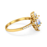 Oval Natural Stone Floral  Ring