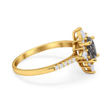 Oval Natural Stone Floral  Ring
