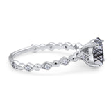 Art Deco Oval Natural Stone Solitaire Ring