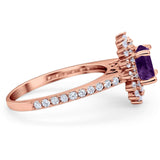 Art Deco Round Natural Stone Floral Ring