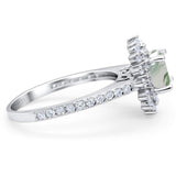 Art Deco Round Natural Stone Floral Ring