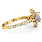 Art Deco Round Natural Stone Floral Ring