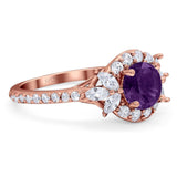 Vintage Style Round Natural Stone Flower Ring