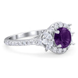 Vintage Style Round Natural Stone Flower Ring