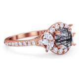 Vintage Style Round Natural Stone Flower Ring