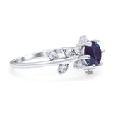 Art Deco Round Natural Stone Floral Ring