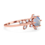 Art Deco Round Natural Stone Floral Ring