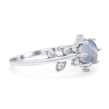 Art Deco Round Natural Stone Floral Ring