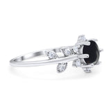 Art Deco Round Natural Stone Floral Ring
