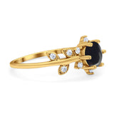 Art Deco Round Natural Stone Floral Ring