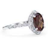 Oval Natural Stone Beaded Ring
