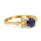 Art Deco Round Natural Stone Floral Ring