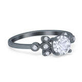 Art Deco Round Natural Stone Floral Ring