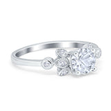 Art Deco Round Natural Stone Floral Ring