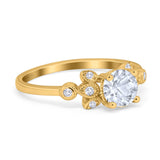 Art Deco Round Natural Stone Floral Ring