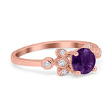 Art Deco Round Natural Stone Floral Ring