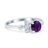 Art Deco Round Natural Stone Floral Ring