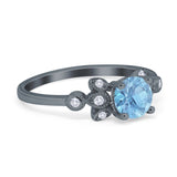 Art Deco Round Natural Stone Floral Ring
