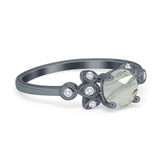 Art Deco Round Natural Stone Floral Ring