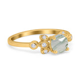 Art Deco Round Natural Stone Floral Ring