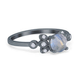 Art Deco Round Natural Stone Floral Ring
