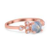 Art Deco Round Natural Stone Floral Ring