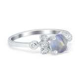 Art Deco Round Natural Stone Floral Ring