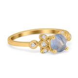Art Deco Round Natural Stone Floral Ring