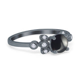 Art Deco Round Natural Stone Floral Ring