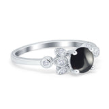Art Deco Round Natural Stone Floral Ring