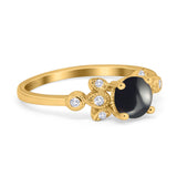 Art Deco Round Natural Stone Floral Ring