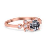 Art Deco Round Natural Stone Floral Ring