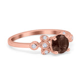 Art Deco Round Natural Stone Floral Ring
