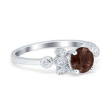Art Deco Round Natural Stone Floral Ring