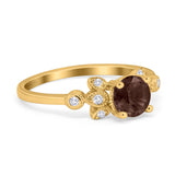 Art Deco Round Natural Stone Floral Ring