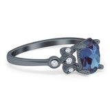 Art Deco Oval Natural Stone Floral Ring