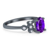 Art Deco Oval Natural Stone Floral Ring
